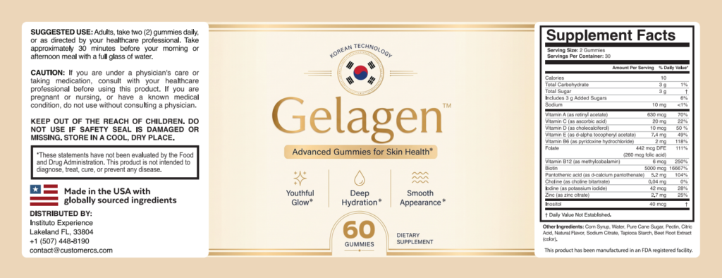 Gelagen supplement label